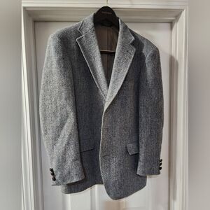 Orvis HARRIS TWEED 100% Wool Gray Herringbone 3 Button Sports Jacket. Academia